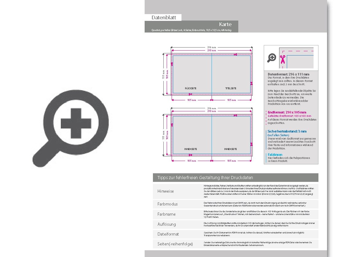 Product Bild trauerkarte_quadrat_105_x_105_mm_4-seiter_4_4_farbig_mit_beidseitig_partieller_glitzer-lackierung