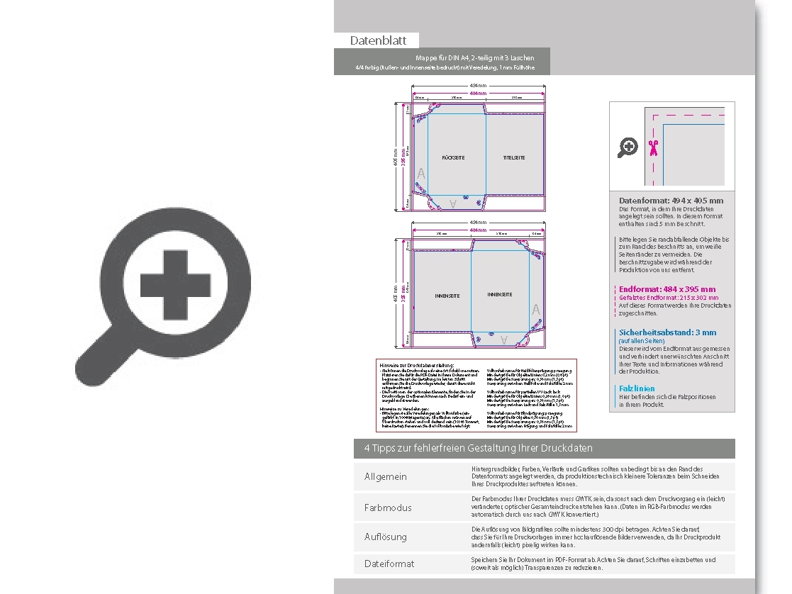 Product Bild mappe_f__r_din_a4__2-teilig_mit_3_laschen__4_4_farbig_(au__en-_und_innenseite_bedruckt)__mit_blindpr__gung